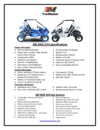 Trailmaster 300XRSE EFI Ultra Buggy Go Kart Largest Engine, Fuel Injected Motor, Over Sized disc brakes, Water Cooled