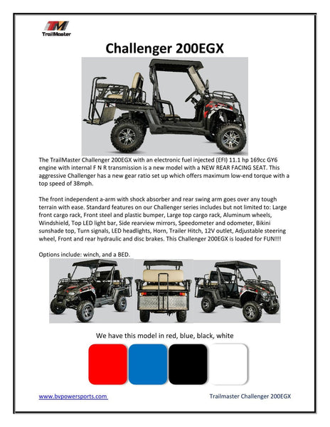 TrailMaster Challenger 200EX-EFI UTV - TrailMaster UTV | MotoBuys
