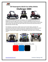 TrailMaster Challenger 200X UTV / Go kart Youth and Adult  adjustable Steering Wheel and Seat, Wind Shield, Light Bar