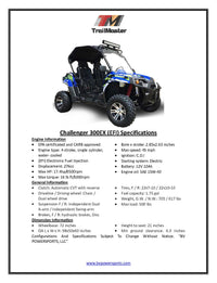 Trailmaster Challenger 300EX EFI UTV / side-by-side All the extras, Push Bar, Wind Shield, Light Bar, Chrome rims, Independent Rear Axels
