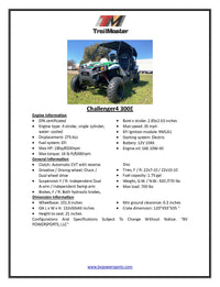 TrailMaster Challenger 4-300 EFI, Automatic, Fuel Injected, 52 Inches Wide, Water Cooled, Solid Live Rear Axle