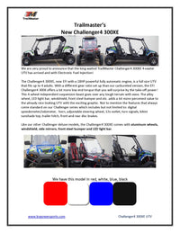 TrailMaster Challenger 4-300X EFI UTV Chrome Rims, Bimini Top, Full roll Cage, Light Bar, Brush Guard. Independent Rear