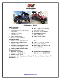TrailMaster Challenger 4-300X EFI UTV Chrome Rims, Bimini Top, Full roll Cage, Light Bar, Brush Guard. Independent Rear