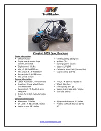 Trailmaster Cheetah 200X Off Road UTV / Go Kart / Full size Youth and Adults, Upgraded Suspension