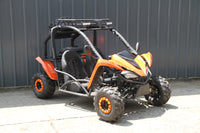 RPS Shark 125CC Mid-Size Kids Go Kart, Spare Tire, Over the Shoulder Harness, Mirrors and lights.