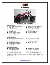 Trailmaster Mini Bike MB200X Hurricane  ALL NEW WITH FRONT AND REAR BRAKES, 196cc engine