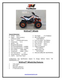 TrailMaster N110 Youth ATV 110cc - 6.8HP Automatic Electric Start, Off-Road Quad Bike