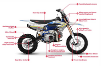 Trailmaster JHL MK125S PRO Dirt Bike, Dirt Bike, 4 speed semi automatic  trans,  Air Cooled, Electric Start, Dual Disk Brakes,29.5 inch seat, 14 inch front tire, Inverted Front Forks, Rear Nitrogen Mono Shock