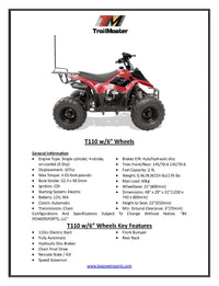 Trailmaster T110 Youth Sports ATV - 6" Wheels, Automatic Transmission, Electric Start, Hunter Style