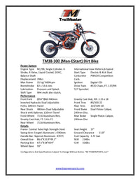 Trailmaster TM38 300cc ( Ships Fully Assembled) Water Cooled, 6 Speed, Balanced Shaft, PWK34 Competition Carburetor, 37" seat,