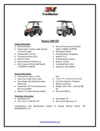 TrailMaster Taurus 200GX UTV / Golf Cart / side-by-side With Full length roof. Four seat cargo area  DOT light package