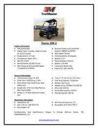 99% Assembled TrailMaster Taurus 200U UTV / Golf Cart / side-by-side Utility Hybrid with High/Low Gear