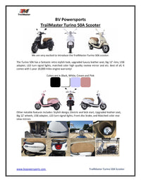 Trailmaster Turino 50, 49.5 cc Moped Scooter, Automatic, Electric Start, LED Lights, Great MPG