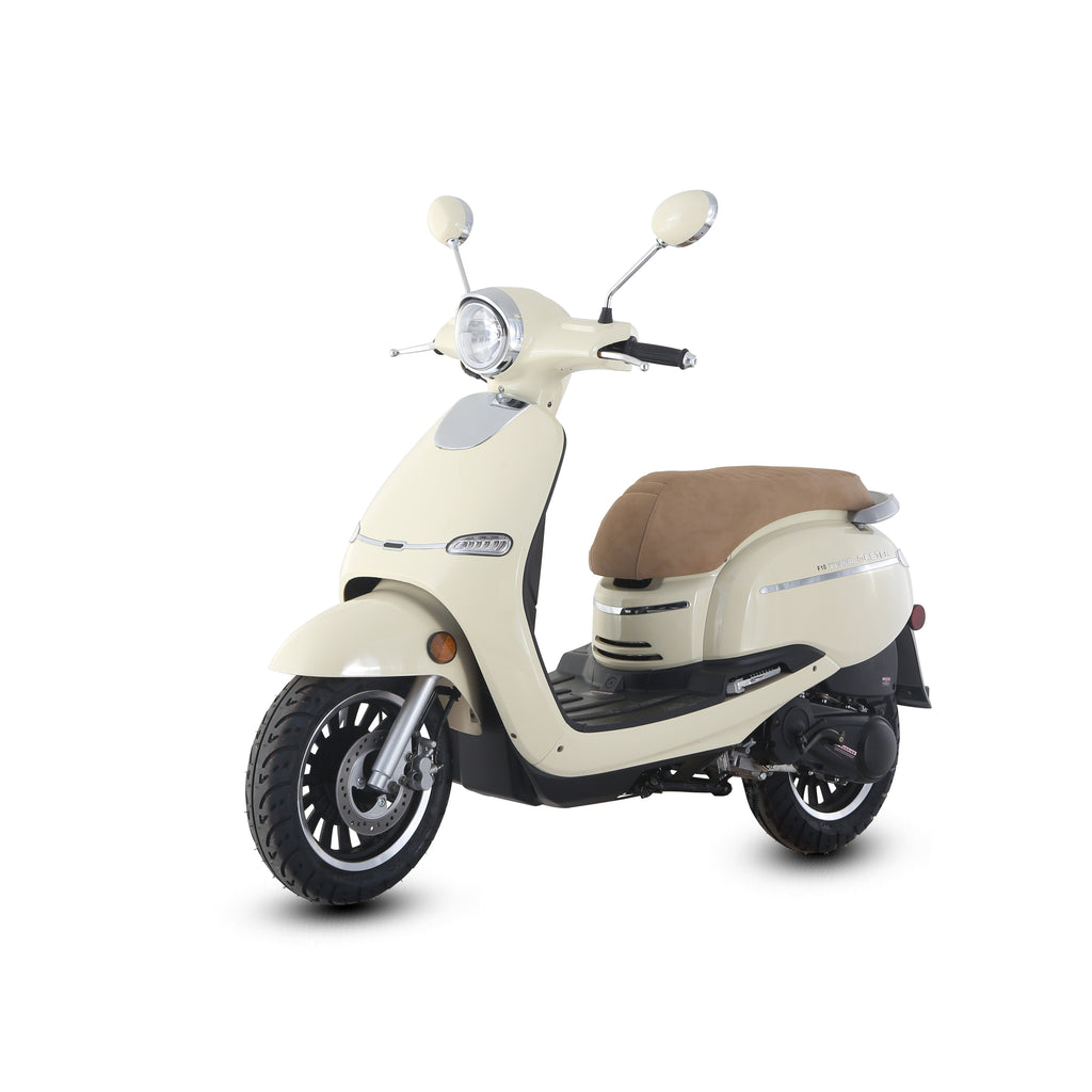 Trailmaster Turino150 Scooter LED head Lights, Comfortable Seat, Under Seat Locking Storage, Alloy Rims, Electric Start, Disk Brakes