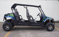 TrailMaster Challenger 4-300X EFI UTV Chrome Rims, Bimini Top, Full roll Cage, Light Bar, Brush Guard. Independent Rear
