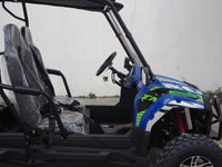 TrailMaster Challenger 4-300X EFI UTV Chrome Rims, Bimini Top, Full roll Cage, Light Bar, Brush Guard. Independent Rear