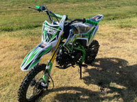 RPS 110DLX 107cc Youth Dirt Bike, Semi-Automatic 4-Speed, Kick Start, Front and Rear Hydraulic Disc Brakes, 14 Inch Front Tire, Inverted Front Forks, 30.5 Inch Seat Height