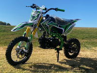 RPS 110DLX 107cc Youth Dirt Bike, Semi-Automatic 4-Speed, Kick Start, Front and Rear Hydraulic Disc Brakes, 14 Inch Front Tire, Inverted Front Forks, 30.5 Inch Seat Height
