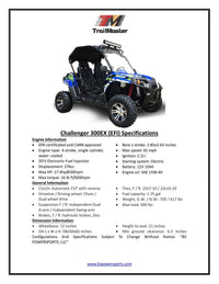 Trailmaster Challenger 300EX EFI UTV / side-by-side All the extras, Push Bar, Wind Shield, Light Bar, Chrome rims, Independent Rear Axels