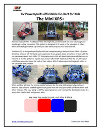 TRAILMASTER Eagle MINI XRS+ - KIDS SIZE GO KART, Bench Seat, Pull Start , Roll Cage, Lap Belts, NO Reverse
