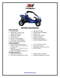 TRAILMASTER Eagle 300XRX-E (EFI) Buggy / Go Kart  Water Cooled, Fuel Injected, Independent rear axles, Double A Arm Coil