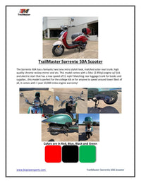 Trailmaster Sorrento 50 Retro scooter Euro Style Moped 49.5 cc Electric start Great Gas Mileage