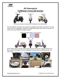 Trailmaster Turino 50, 49.5 cc Moped Scooter, Automatic, Electric Start, LED Lights, Great MPG