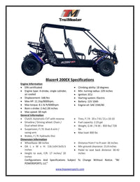 Trailmaster Ultra Blazer 4-200EX EFI Buggy Go kart, Fuel Injected 4 seater, Great Trail runner, Family Fun