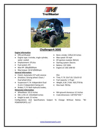 TrailMaster Challenger 4-300 EFI, Automatic, Fuel Injected, 52 Inches Wide, Water Cooled, Solid Live Rear Axle