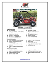 Trailmaster Eagle 200E XRS EFI Buggy / Go Kart Full Size youth Adult Off road Go Kart, Adjustable Seat, Independent Front Suspension, Double A Arms,