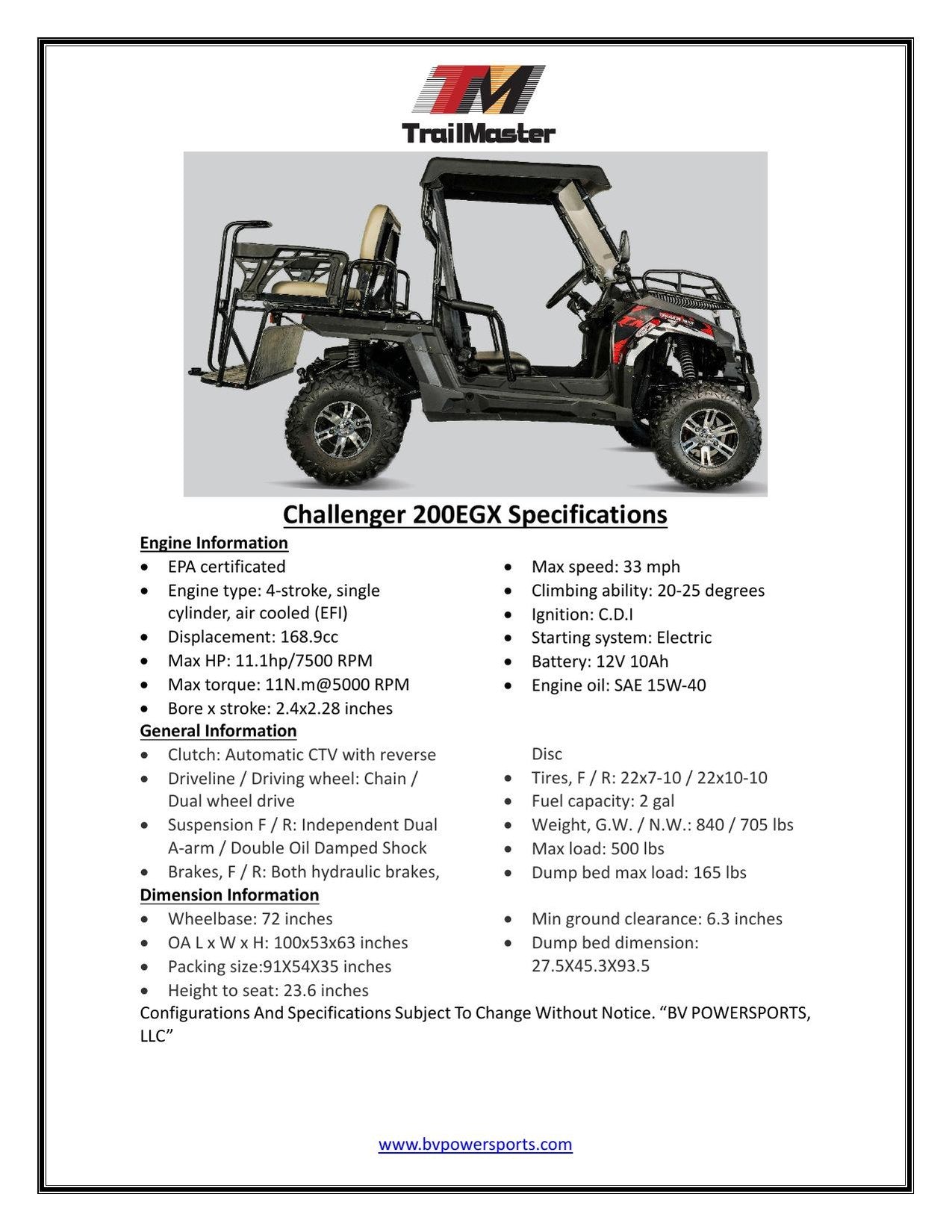 TrailMaster Challenger 200EX-EFI UTV - TrailMaster UTV | MotoBuys