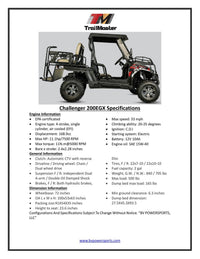TrailMaster Challenger 200EX EFI UTV Deluxe, Windshield, Push Bar, Chrome Rims, Light bar included