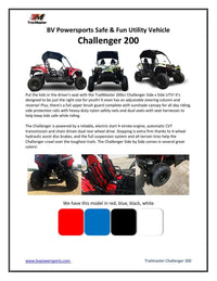 Trailmaster Challenger 200 169cc UTV Live Rear Axle, Over the Shoulder harness, Youth and Adult, Speed Limiter