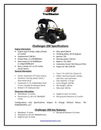 Trailmaster Challenger 200 169cc UTV Live Rear Axle, Over the Shoulder harness, Youth and Adult, Speed Limiter