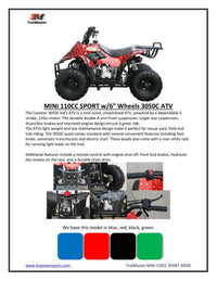 Coolster 3050c Youth ATV 110 Series - age 5 and up, 107cc, Automatic Transmission, Parental Controls, Ideal Gift for Kids