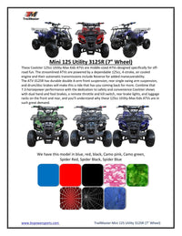 Coolster 3125R Mid-Size Deluxe Utility Youth Quad - 125cc, Automatic with Reverse, Electric Start, Ages 12 and Up