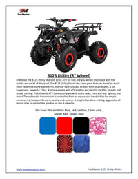 TrailMaster B125 Youth ATV - 125cc,  29 inch Seat Height, Automatic Transmission with Reverse, Electric Start, Bead Lock Style Rims