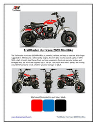 coleman 300cc mini bike TrailMaster Hurricane 200X Mini Bike