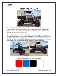 TrailMaster Challenger 200U (2 Seater) Back Woods UTV - 168.9cc 11.1HP Engine, Automatic, Front Cargo Rack, Rear Dump Bed, Suitable for Ages 16 & Older