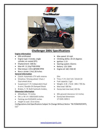 TrailMaster Challenger 200U (2 Seater) Back Woods UTV - 168.9cc 11.1HP Engine, Automatic, Front Cargo Rack, Rear Dump Bed, Suitable for Ages 16 & Older