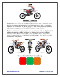 Trailmaster C60 160cc, 19 inch front tire, 34' inch seat height, 4 speed manual, LED head light