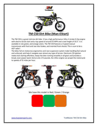 Trailmaster TM-C50 150cc Youth and Adult, Electric Start, LED Head Light 33.5 Inch seat Height, 17 Inch Front Tire