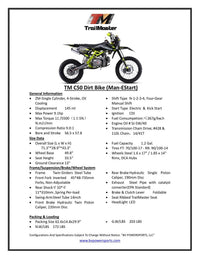 Trailmaster TM-C50 150cc Youth and Adult, Electric Start, LED Head Light 33.5 Inch seat Height, 17 Inch Front Tire