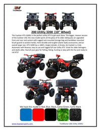 Coolster ATV 3200 U , 168cc engine,Ranch  Inspired, Adult ATV with Automatic transmission, reverse, Electric start, Upgraded Suspension