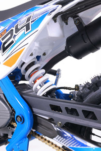 Tao DB24 110cc Youth Dirt Bike, Semi-Automatic, Hydraulic Disc Brakes, Folding Adjustable Levers, Silver Front Forks, Off Road Only