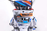 Tao DB24 110cc Youth Dirt Bike, Semi-Automatic, Hydraulic Disc Brakes, Folding Adjustable Levers, Silver Front Forks, Off Road Only