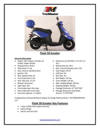 TrailMaster Flash 50, 49cc Scooter/Moped, Electric Start, Automatic, Locking Trunk, Top Speed: 25mph