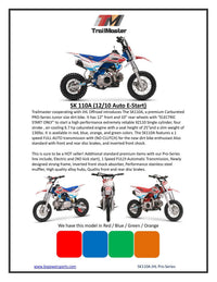 Trailmaster SK110A, Automatic, 4 Stroke, 25 Inch Seat, Electric Start, 12 inch Front Rim
