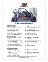 TrailMaster KX300 275.6cc Adult Go-Kart, EFI, Water-Cooled, Automatic CVT with Reverse, 2 Seats, 25 Inch Front Tires