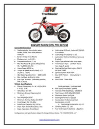 TrailMaster JHL LX250R 249.9cc Adult Dirt Bike, Bosch EFI, Water-Cooled DOHC Loncin Engine, 40 HP, KYB Front and Rear Suspension, 5-Speed Manual, Electric Start, 37.8 Inch Seat Height